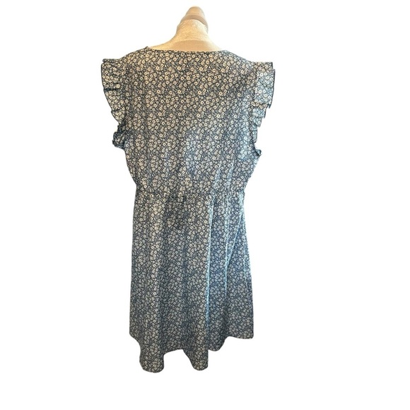 SHEIN Blue and White Midi Sundress with Flutter Sleeves - Picture 2 of 5